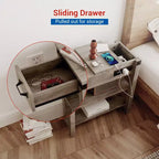 Tavolino COZONY con Stazione di Ricarica, 3 Cassetti, Comodino Stretto per Soggiorno Camera da Letto Ufficio