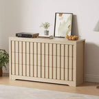 Cassettiera moderna scanalata con cassetti, cassettiera in legno senza maniglie, organizer per vestiti in legno con contenitore profondo per ingresso, soggiorno