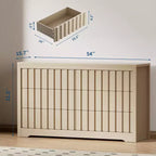 Cassettiera moderna scanalata con cassetti, cassettiera in legno senza maniglie, organizer per vestiti in legno con contenitore profondo per ingresso, soggiorno