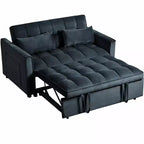 MAYEERTY Divano Moderno Convertibile Estraibile Divanetto Letto in Velluto Schienale Regolabile con Cuscini Tasche per Soggiorno Nero