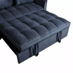 MAYEERTY Divano Moderno Convertibile Estraibile Divanetto Letto in Velluto Schienale Regolabile con Cuscini Tasche per Soggiorno Nero