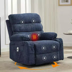 8-Point Massage & Heating Recliner Chair, 360 Swivel Glider Rocker with Side Pocket & Cup Holders, Supports 400LBS, Linen Fabric
