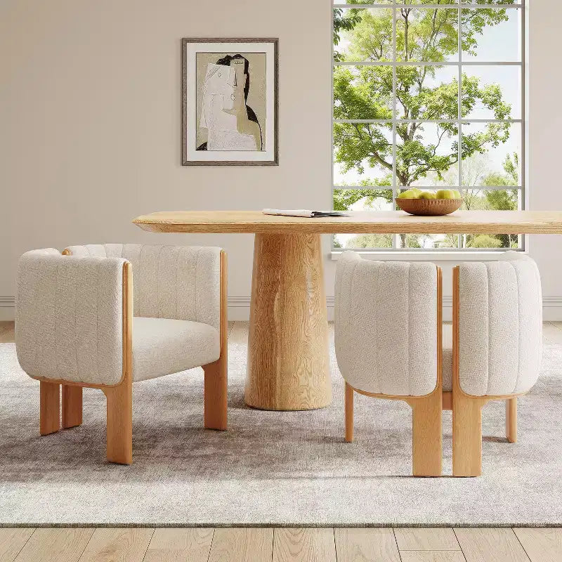 Sedie da pranzo moderne ed eleganti Okak per cucina e sala da pranzo, set di 2 sedie imbottite piccole in tessuto bouclé