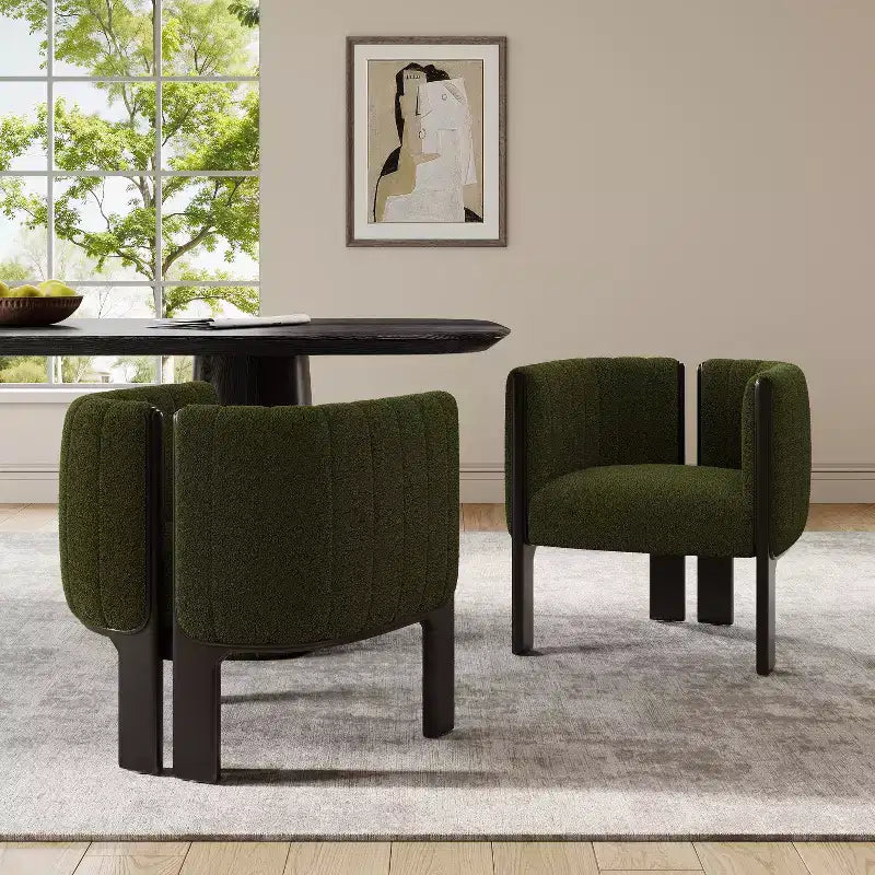 Sedie da pranzo moderne ed eleganti Okak per cucina e sala da pranzo, set di 2 sedie imbottite piccole in tessuto bouclé