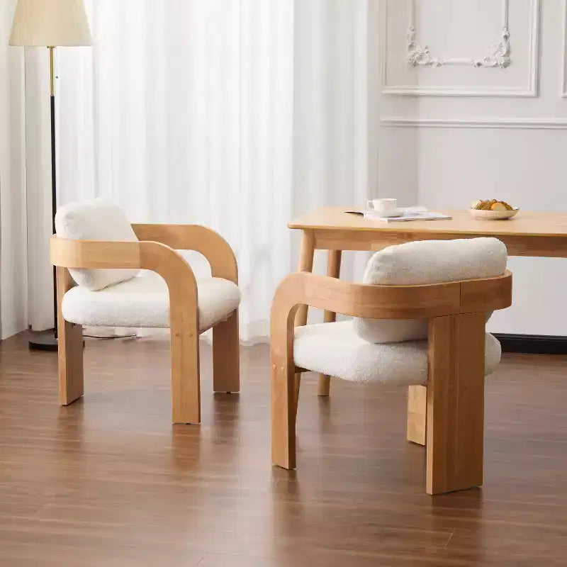 Sedie da pranzo moderne ed eleganti Okak per cucina e sala da pranzo, set di 2 sedie imbottite piccole in tessuto bouclé