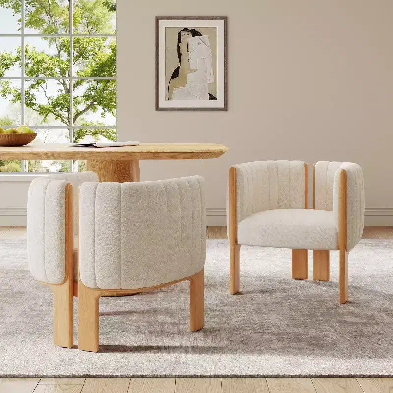 Sedie da pranzo moderne ed eleganti Okak per cucina e sala da pranzo, set di 2 sedie imbottite piccole in tessuto bouclé
