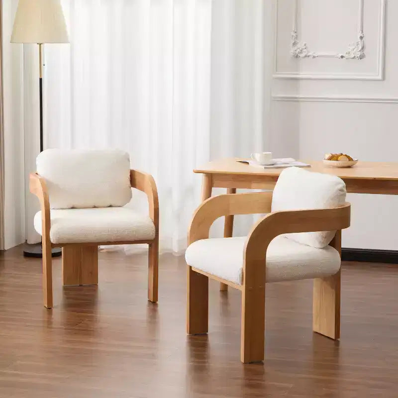 Sedie da pranzo moderne ed eleganti Okak per cucina e sala da pranzo, set di 2 sedie imbottite piccole in tessuto bouclé