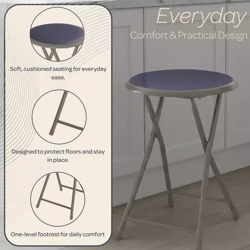 Sgabello pieghevole senza schienale Lavish Home da 45 cm con capacità di 102 kg