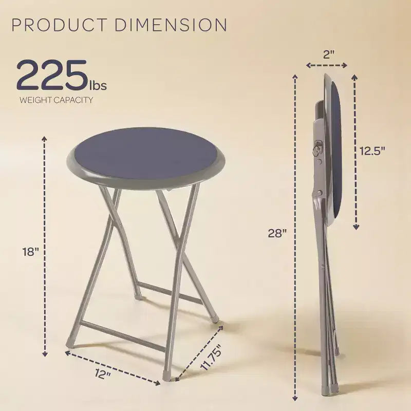 Sgabello pieghevole senza schienale Lavish Home da 45 cm con capacità di 102 kg