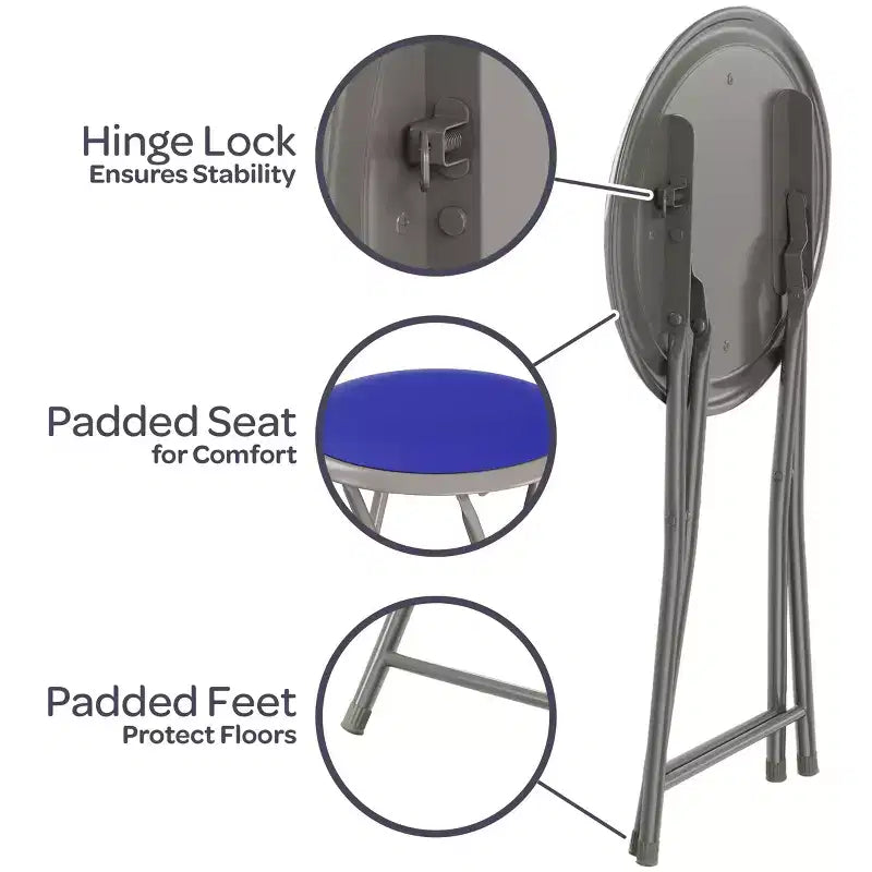 Sgabello pieghevole senza schienale Lavish Home da 45 cm con capacità di 102 kg