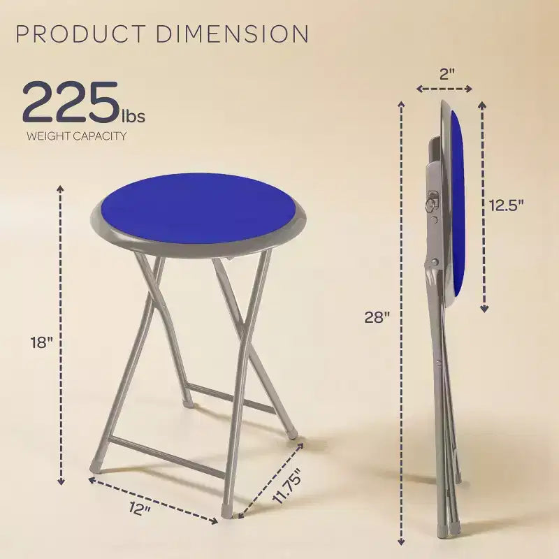 Sgabello pieghevole senza schienale Lavish Home da 45 cm con capacità di 102 kg