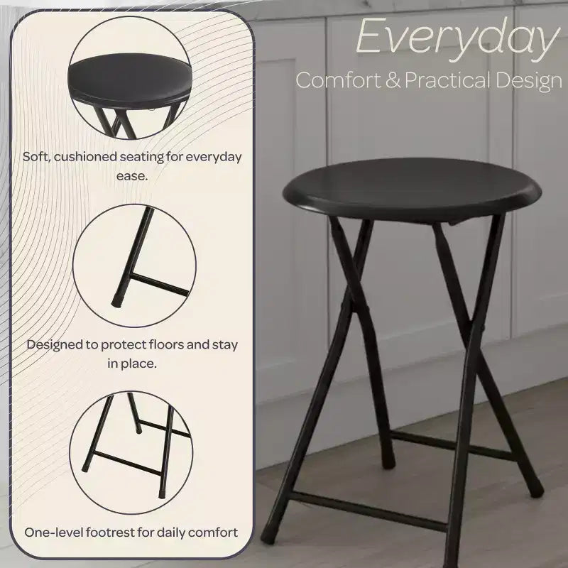 Sgabello pieghevole senza schienale Lavish Home da 45 cm con capacità di 102 kg
