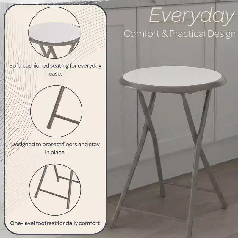 Sgabello pieghevole senza schienale Lavish Home da 45 cm con capacità di 102 kg