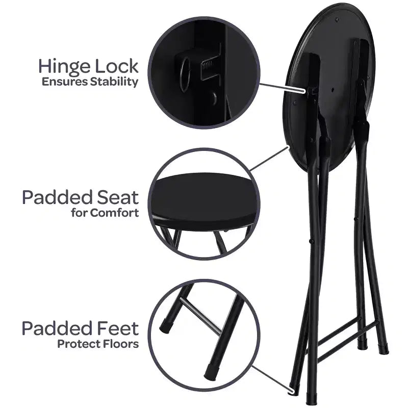 Sgabello pieghevole senza schienale Lavish Home da 45 cm con capacità di 102 kg