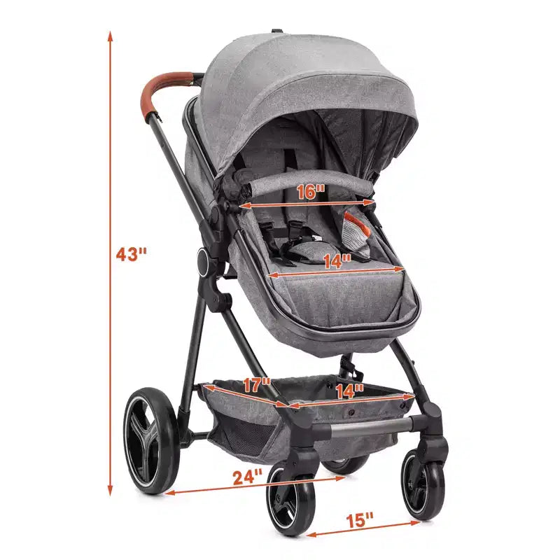 Passeggino trasformabile, passeggino pieghevole, passeggino reversibile 3 in 1 con schienale e capottina regolabili, coprigambe antivento, cintura di sicurezza