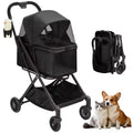 Stroller for small dogs and cats, lightweight foldable pet stroller with 360 anti-vibration wheels, storage basket and sun canopy