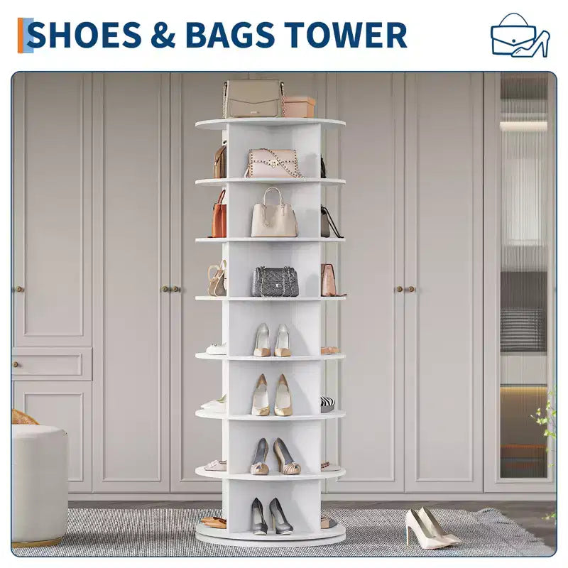 Torre Girevole 360, Organizzatore di Scarpe Verticale Rotante a Carosello, Porta Scarpe Rotondo