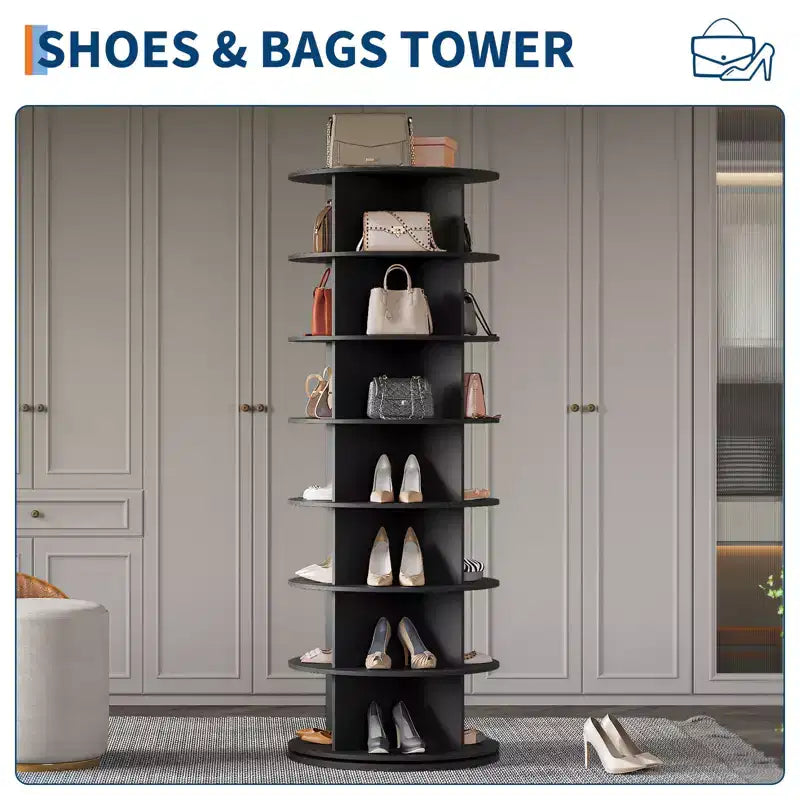 Torre Girevole 360, Organizzatore di Scarpe Verticale Rotante a Carosello, Porta Scarpe Rotondo