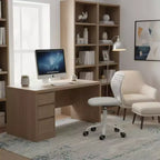 Sedia da scrivania FurnitureR senza braccioli con ruote, sedia girevole compatta regolabile in altezza per studio o computer con schienale traspirante, grigia