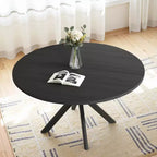MAYEERTY 47Round Modern Dining Table Fits 4-6, Farmhouse Style,Metal Frame for Kitchen/Dining Room, Nature