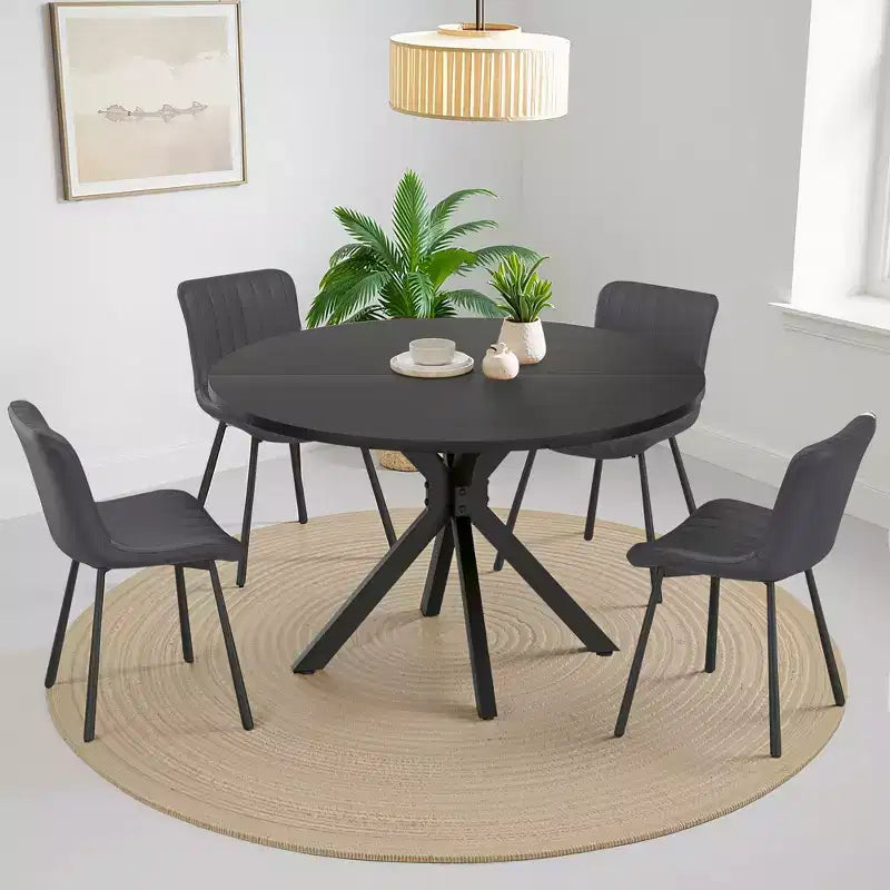 MAYEERTY Tavolo da Pranzo Rotondo Moderno da 47 Pollici, per 4-6 Persone, Stile Rustico, Struttura in Metallo per Cucina/Sala da Pranzo, Naturale
