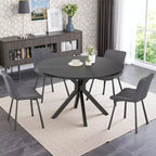 MAYEERTY Tavolo da Pranzo Rotondo Moderno da 47 Pollici, per 4-6 Persone, Stile Rustico, Struttura in Metallo per Cucina/Sala da Pranzo, Naturale