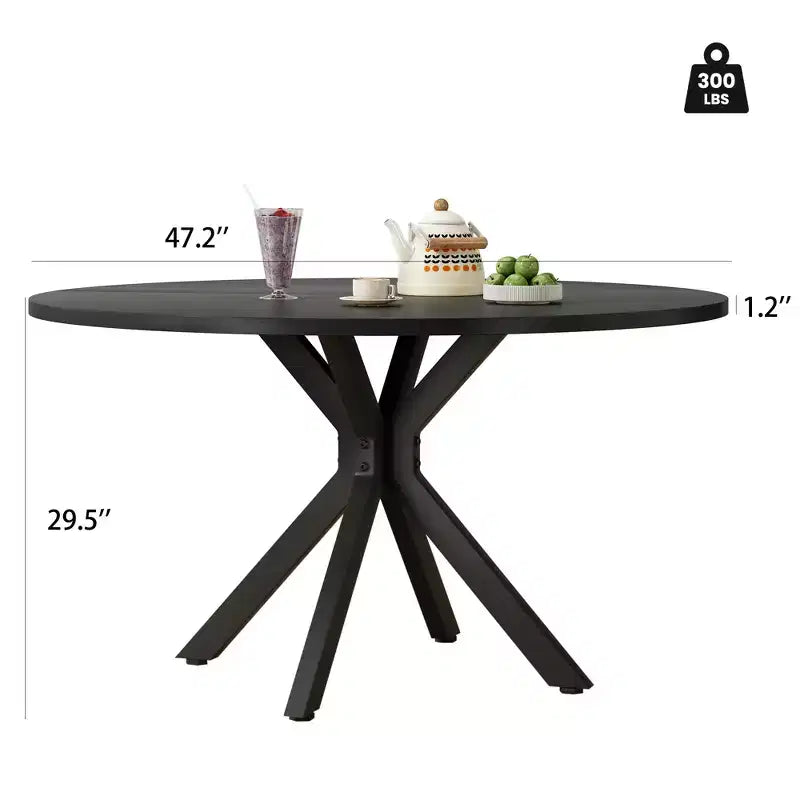 MAYEERTY Tavolo da Pranzo Rotondo Moderno da 47 Pollici, per 4-6 Persone, Stile Rustico, Struttura in Metallo per Cucina/Sala da Pranzo, Naturale