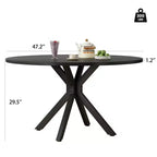 MAYEERTY Tavolo da Pranzo Rotondo Moderno da 47 Pollici, per 4-6 Persone, Stile Rustico, Struttura in Metallo per Cucina/Sala da Pranzo, Naturale