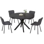 MAYEERTY Tavolo da Pranzo Rotondo Moderno da 47 Pollici, per 4-6 Persone, Stile Rustico, Struttura in Metallo per Cucina/Sala da Pranzo, Naturale
