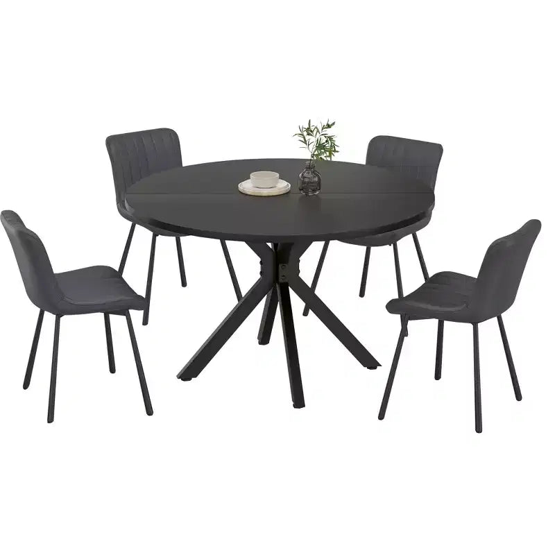 MAYEERTY Tavolo da Pranzo Rotondo Moderno da 47 Pollici, per 4-6 Persone, Stile Rustico, Struttura in Metallo per Cucina/Sala da Pranzo, Naturale