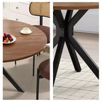 MAYEERTY Tavolo da Pranzo Rotondo Moderno da 47 Pollici, per 4-6 Persone, Stile Rustico, Struttura in Metallo per Cucina/Sala da Pranzo, Naturale