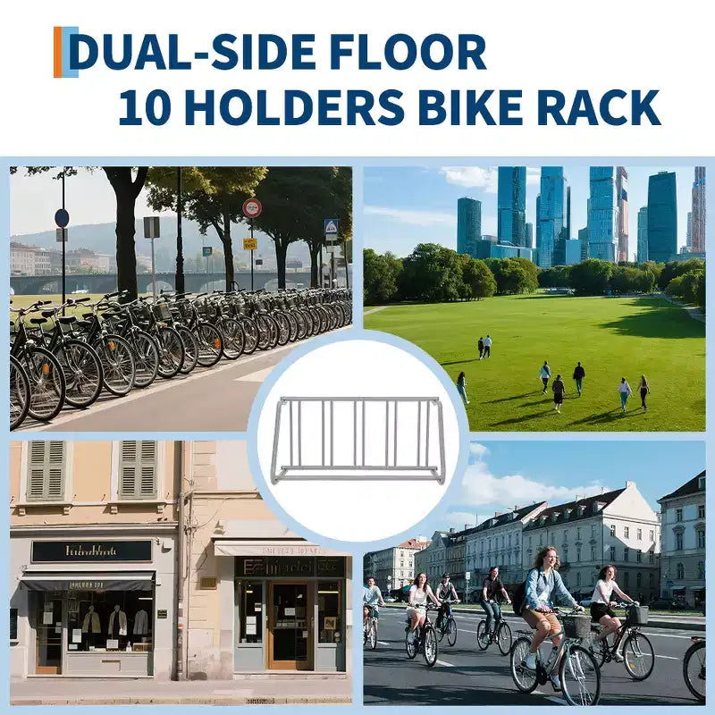 Portabici da Pavimento, Rastrelliera a Lato Singolo per 5 Biciclette, Rastrelliera a Griglia da Terra, Cavalletto Autoportante per Biciclette, Portabiciclette per Garage e Strade