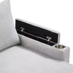 Divano Sezionale Convertibile a U Polibi con Chaise Longue Contenitore, Porte USB, Portabicchieri e Letto Estraibile