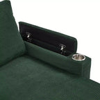 Divano Sezionale Convertibile a U Polibi con Chaise Longue Contenitore, Porte USB, Portabicchieri e Letto Estraibile