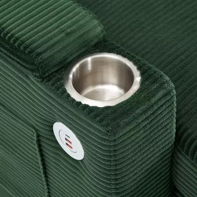 Divano Sezionale Convertibile a U Polibi con Chaise Longue Contenitore, Porte USB, Portabicchieri e Letto Estraibile