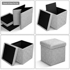 Sorbus Pouf Ottomano Pieghevole in Tessuto Teddy da 38 cm - Comodo Ottomano Multiuso, Sgabello per Soggiorno, Camera da Letto, Dormitorio e Altro Ancora