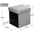 Sorbus Pouf Ottomano Pieghevole in Tessuto Teddy da 38 cm - Comodo Ottomano Multiuso, Sgabello per Soggiorno, Camera da Letto, Dormitorio e Altro Ancora