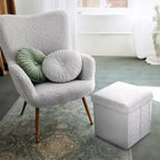 Sorbus Pouf Ottomano Pieghevole in Tessuto Teddy da 38 cm - Comodo Ottomano Multiuso, Sgabello per Soggiorno, Camera da Letto, Dormitorio e Altro Ancora