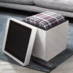 Sorbus Pouf Ottomano Pieghevole in Tessuto Teddy da 38 cm - Comodo Ottomano Multiuso, Sgabello per Soggiorno, Camera da Letto, Dormitorio e Altro Ancora