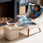 Sorbus Pouf Ottomano Pieghevole in Tessuto Teddy da 38 cm - Comodo Ottomano Multiuso, Sgabello per Soggiorno, Camera da Letto, Dormitorio e Altro Ancora