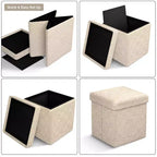Sorbus Pouf Ottomano Pieghevole in Tessuto Teddy da 38 cm - Comodo Ottomano Multiuso, Sgabello per Soggiorno, Camera da Letto, Dormitorio e Altro Ancora