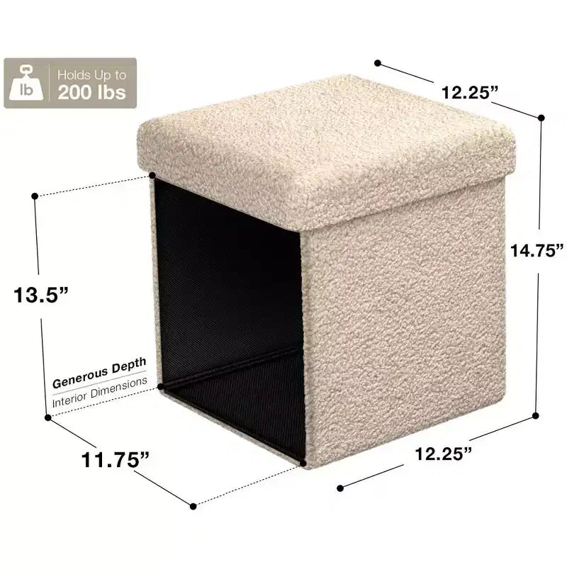 Sorbus Pouf Ottomano Pieghevole in Tessuto Teddy da 38 cm - Comodo Ottomano Multiuso, Sgabello per Soggiorno, Camera da Letto, Dormitorio e Altro Ancora