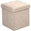 Sorbus 15 Inch Teddy Fabric Foldable Storage Ottoman - Multipurpose Cozy Ottoman, Stool for Living Room, Bedroom, Dorm, and more