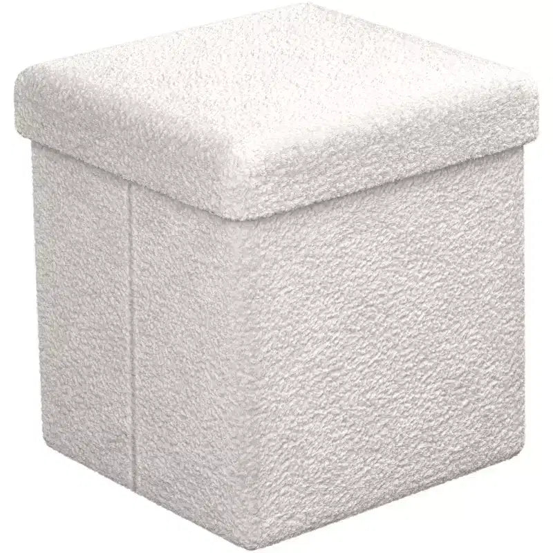 Sorbus Pouf Ottomano Pieghevole in Tessuto Teddy da 38 cm - Comodo Ottomano Multiuso, Sgabello per Soggiorno, Camera da Letto, Dormitorio e Altro Ancora