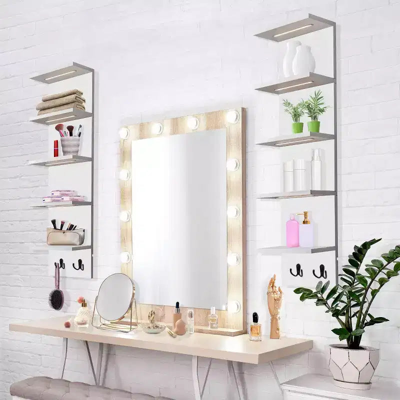 Sorbus Scaffale Galleggiante a Parete a 5 Livelli con Luci LED - Decorazione e Organizer per la Casa