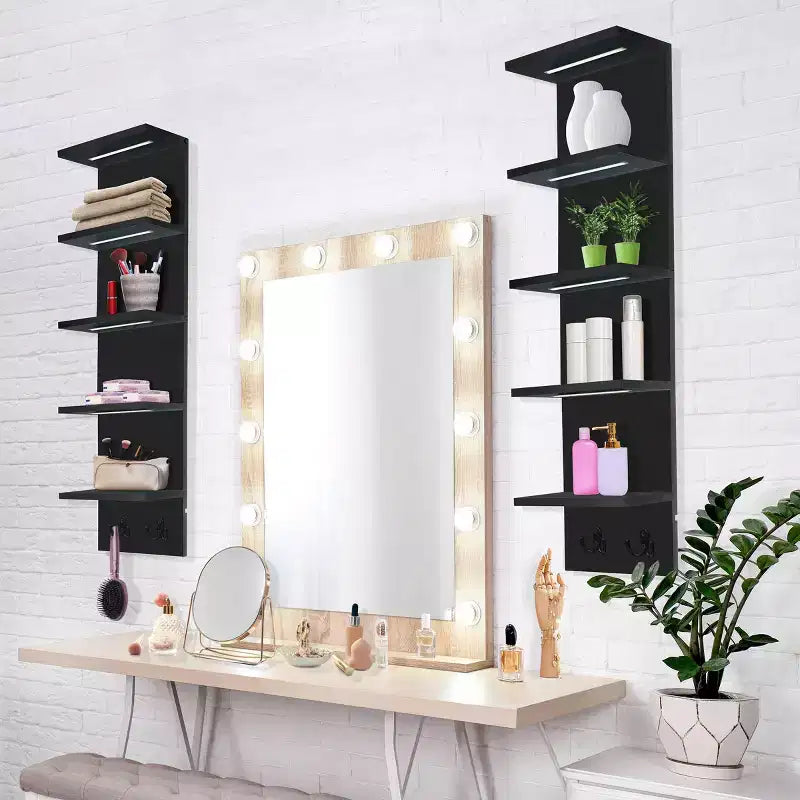 Sorbus Scaffale Galleggiante a Parete a 5 Livelli con Luci LED - Decorazione e Organizer per la Casa