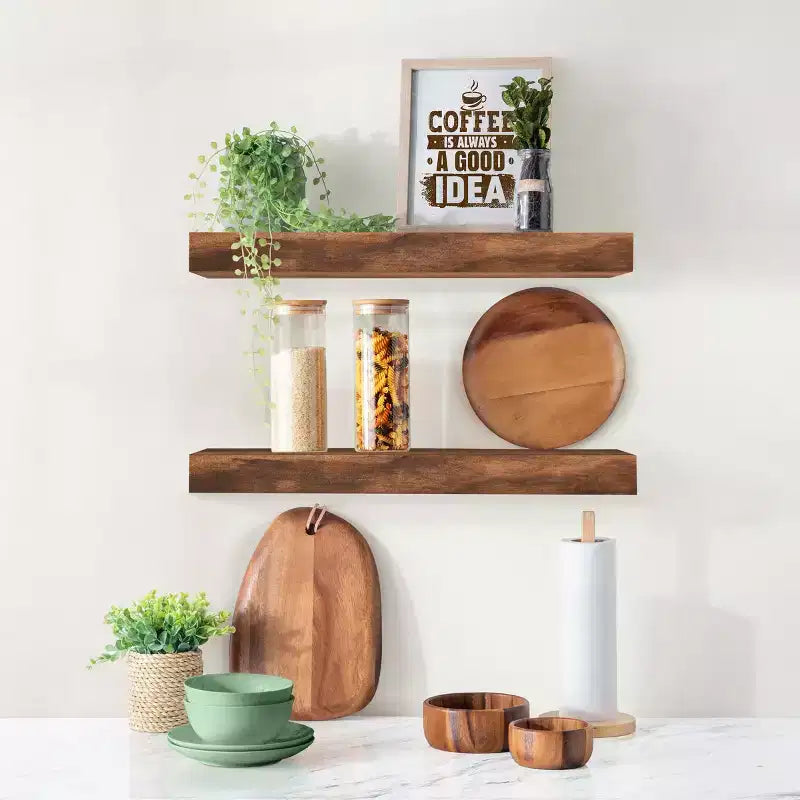 Sorbus Confezione da 2 Mensole Fluttuanti in Legno Massello da 40 cm - per Arredo Bagno, Libri, Camera da Letto e Soggiorno