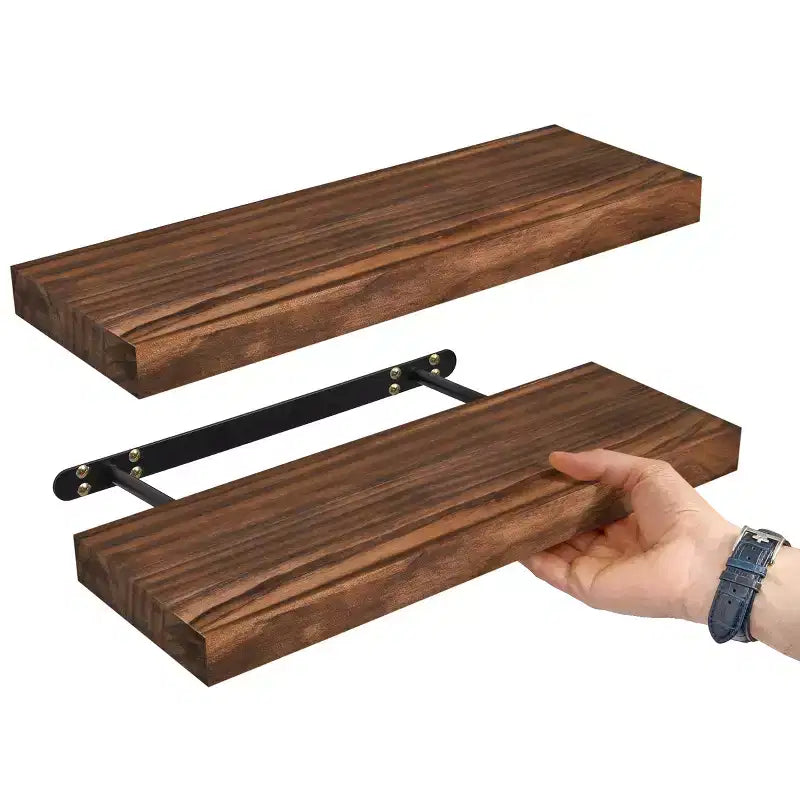 Sorbus Confezione da 2 Mensole Fluttuanti in Legno Massello da 40 cm - per Arredo Bagno, Libri, Camera da Letto e Soggiorno