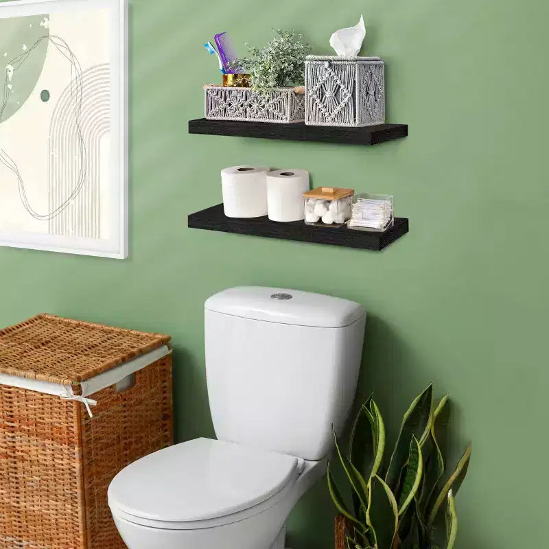 Sorbus Confezione da 2 Mensole Fluttuanti in Legno Massello da 40 cm - per Arredo Bagno, Libri, Camera da Letto e Soggiorno