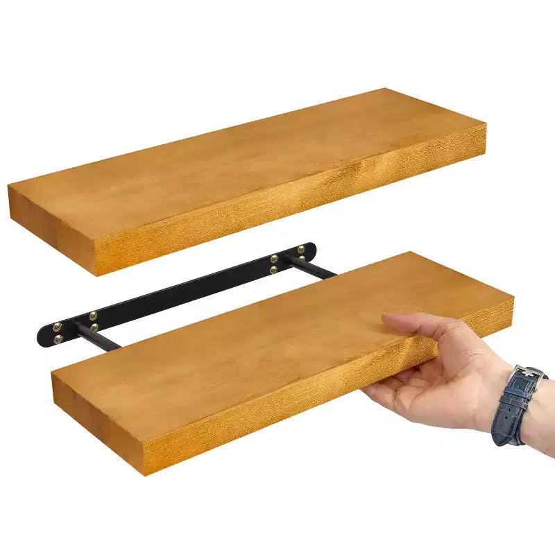 Sorbus Confezione da 2 Mensole Fluttuanti in Legno Massello da 40 cm - per Arredo Bagno, Libri, Camera da Letto e Soggiorno